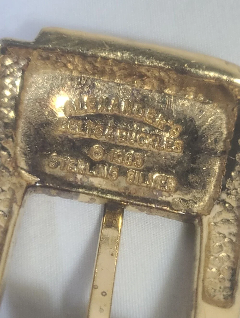 Alexander’s Sterling Silver Gold Plated Black Alligator Belt & Buckle USA Sz 34